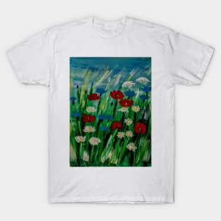 Some abstract wildflowers blowing in the wind T-Shirt